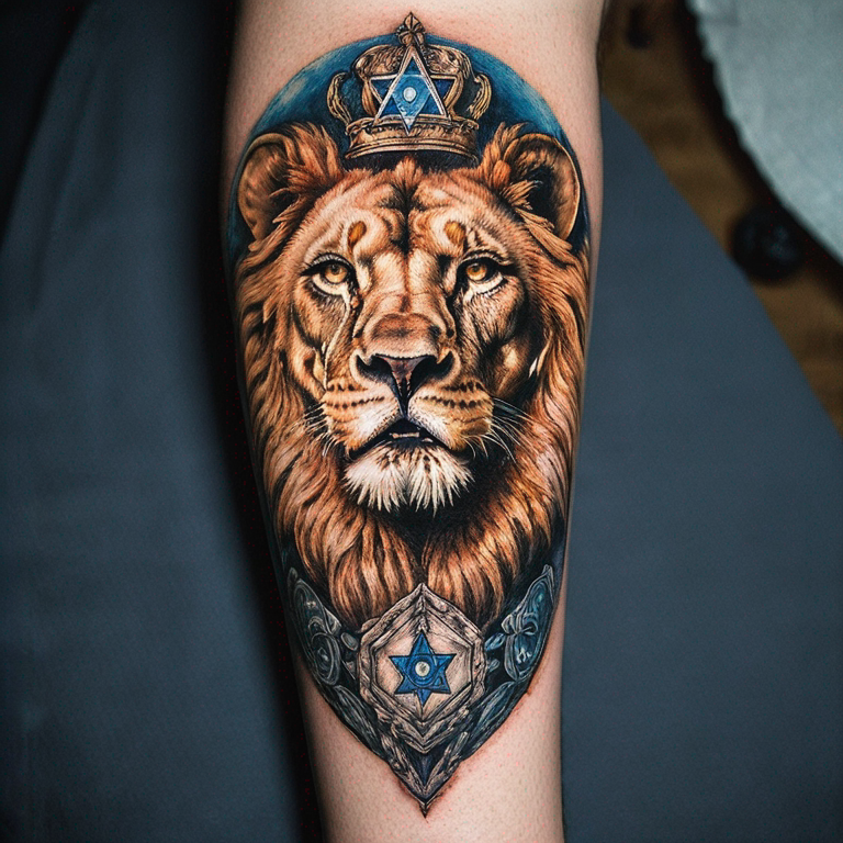 a-portrait-of-a-lion-with-israel-elements-tattoo
