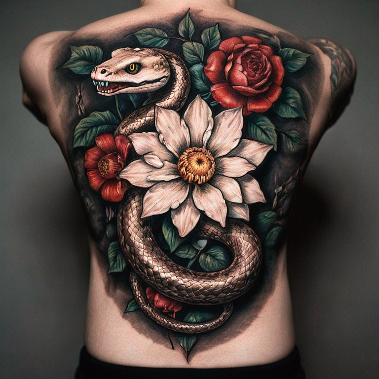 a-traditional-flower-and-snake\-tattoo