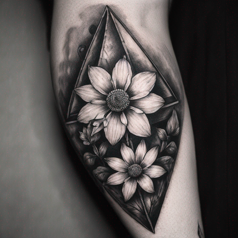 flower-made-up-only-of-triangle's-tattoo