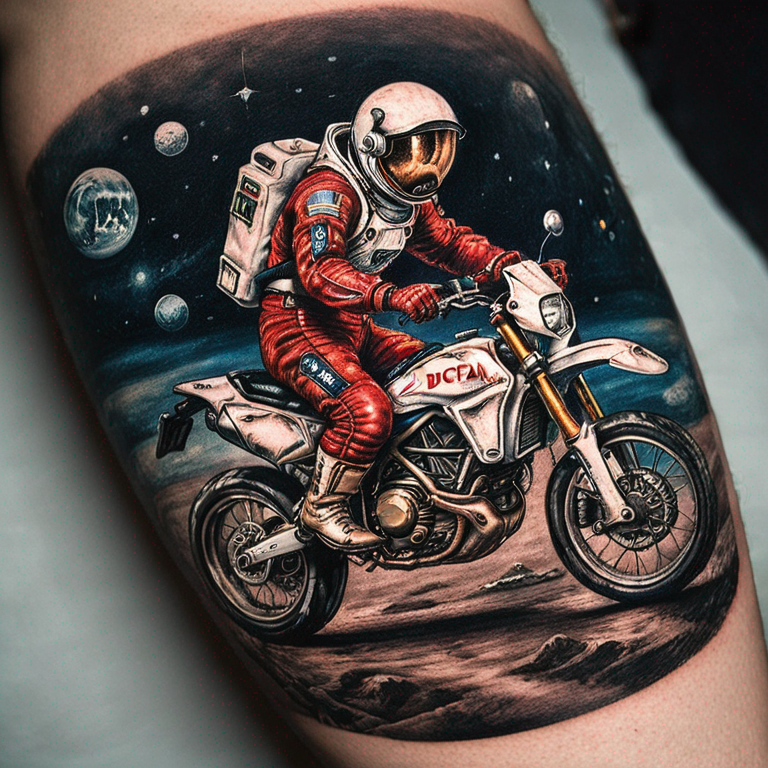 an-astronaut-riding-a-ducati-bike-tattoo