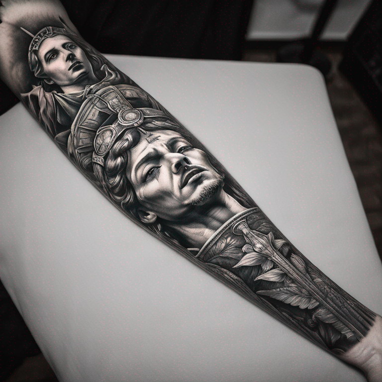 diseño-brazo-dderecho-imperio-romano-en-blanco-y-negro-tattoo