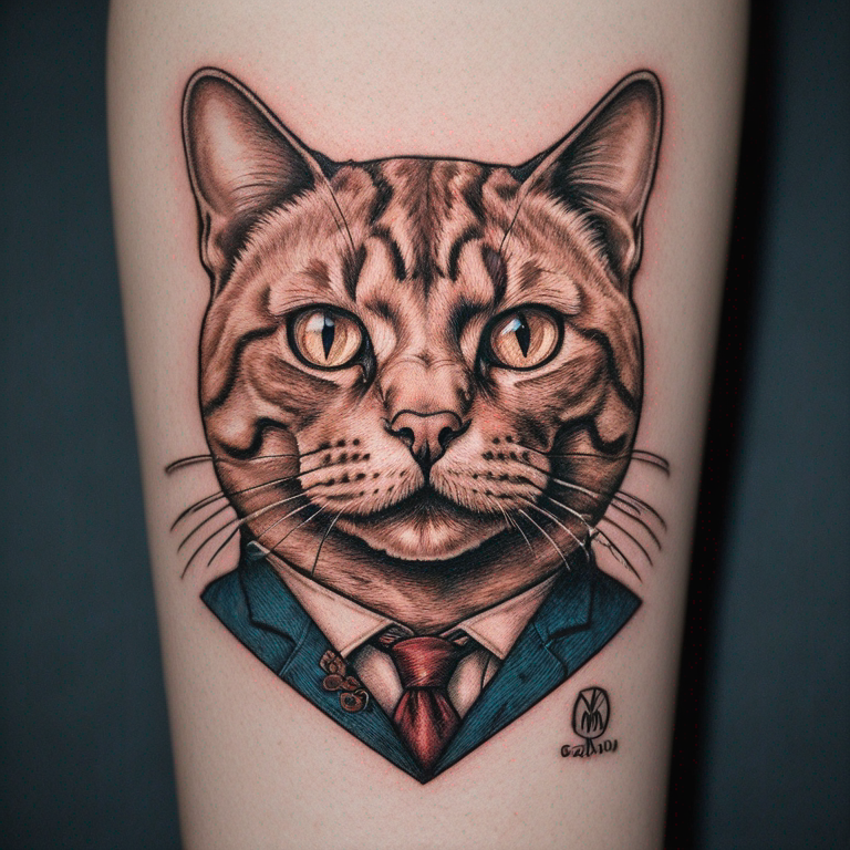 mi-gato-que-es-un-siamés-mestizo,-con-un-colmillito-salido-y-una-pata-que-no-apoya-en-el-suelo,-estilo-minimalista-lineal-en-un-solo-color-tattoo