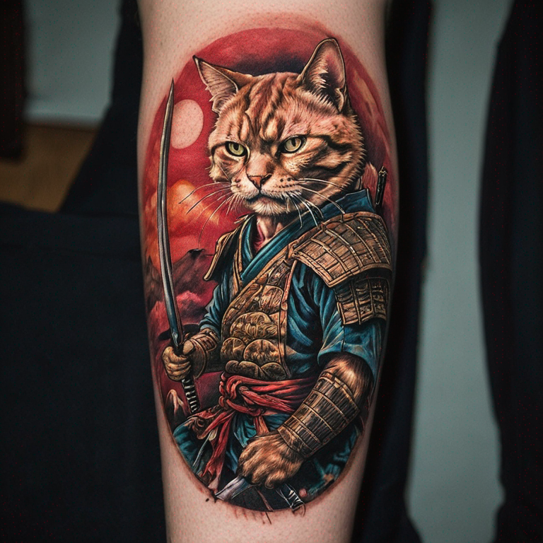 samurai-cat-tattoo