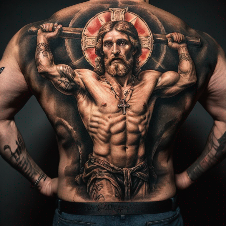 autour-du-biceps-croix-catholique-tattoo