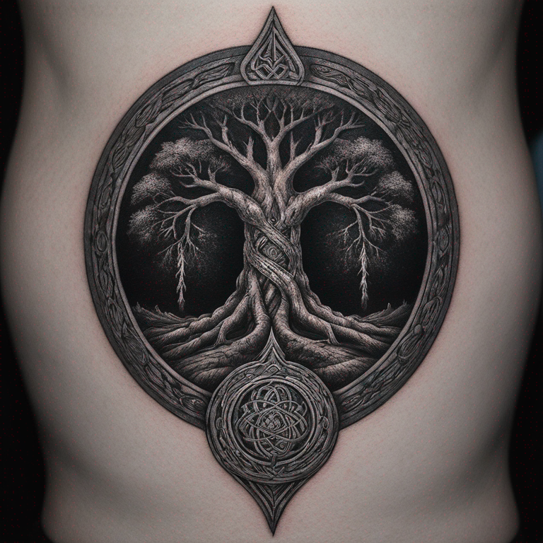 tatouage-yggdrasil-noeud-celtique-algiz-sowilo-monochrome-bras-taille-moyenne-tattoo