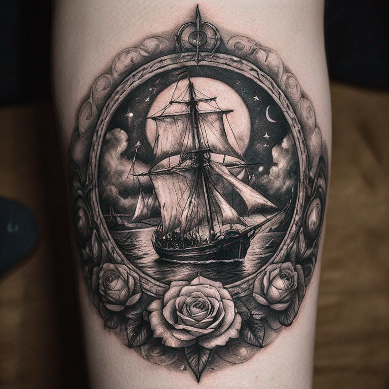 rose-des-vents-avec-un-bateaux-tattoo