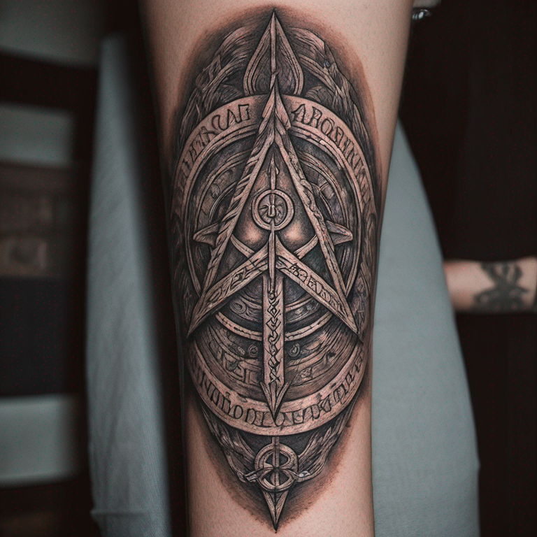 tatouage-de-tous-le-bras-gauche,-type-nordique,-avec-des-runes,-des-symboles-nordiques-et-les-4-éléments,-dans-une-style-plus-tribal-tattoo