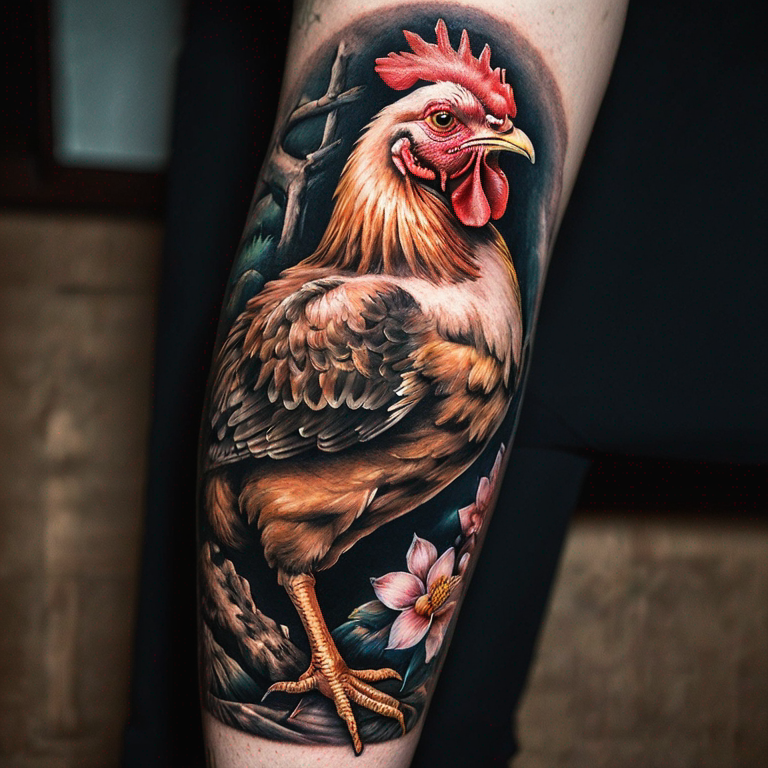 un-poulet-en-style-japonais-en-couleur-sur-la-cuisse-tattoo