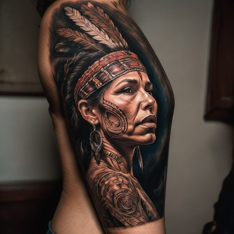 mujer-indigena-mirando-de-perfil-hacia-el-mas-alla-tattoo