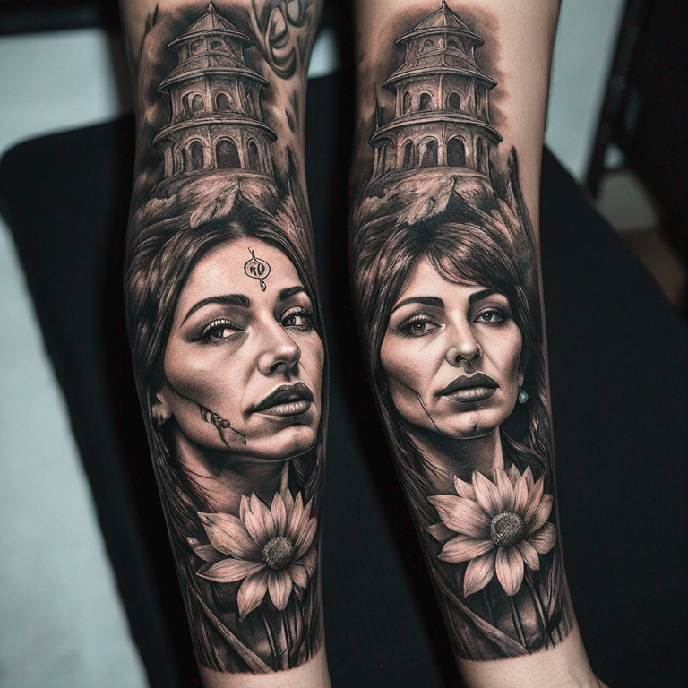 güneş ve anka kuşu sırt dövmesi-tattoo