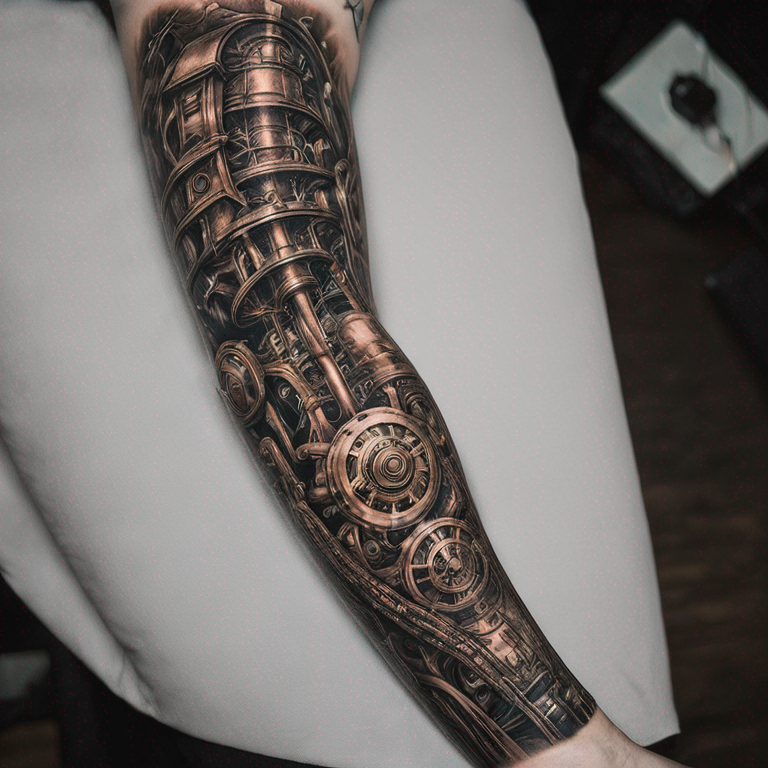 steampunk-biomechanical-arm-sleeve-tattoo
