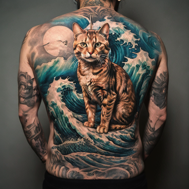 cat-on-ocean-wave-tattoo
