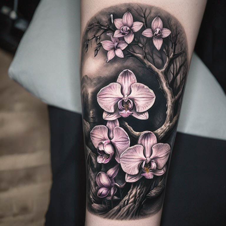 arbre-de-vie-orchidée-cœur-mains-entrelacées-tattoo