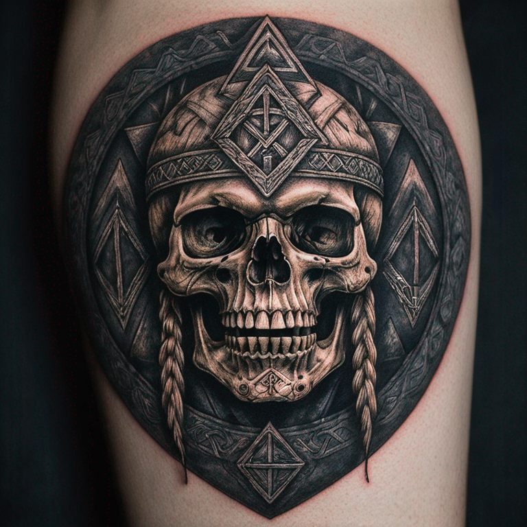 valknut-vegvisir-skull-viking-tattoo