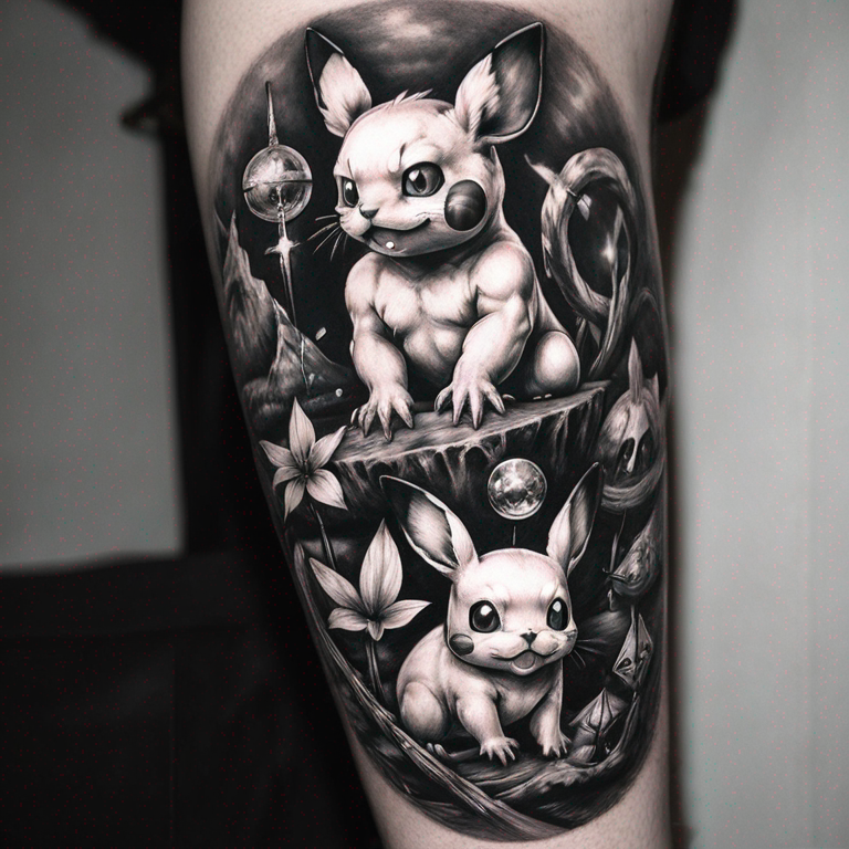 tatuaje-de-pokemon-en-blanco-y-negro-tattoo