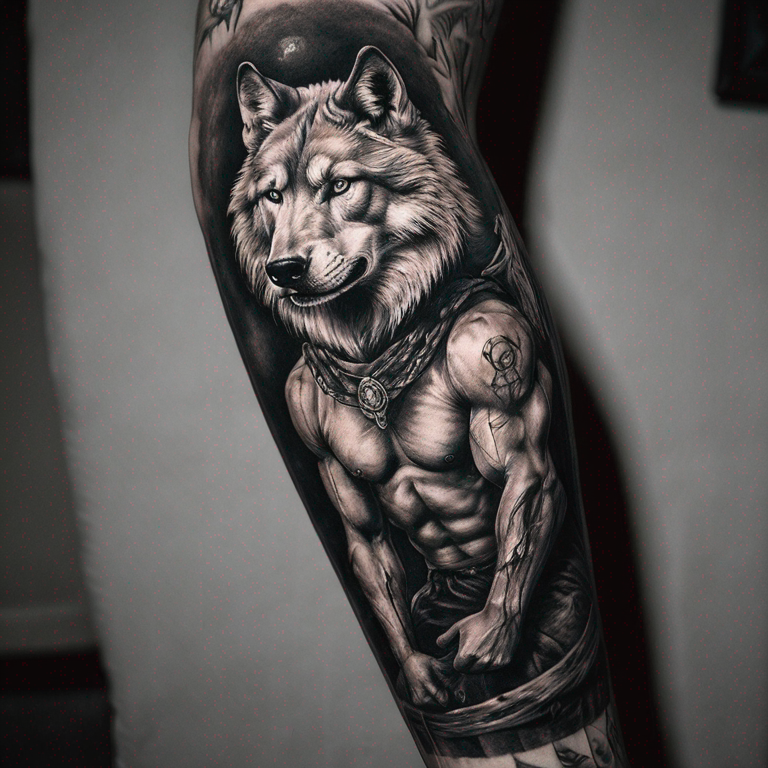 un-lobo-solitario-demostrando-fuerza-tattoo
