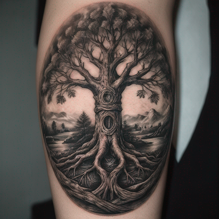 arbre-de-vie-avec-majuscules-c-et-m-dans-les-racines-et-les-majuscules-a-et-j-dans-les-branches-tattoo