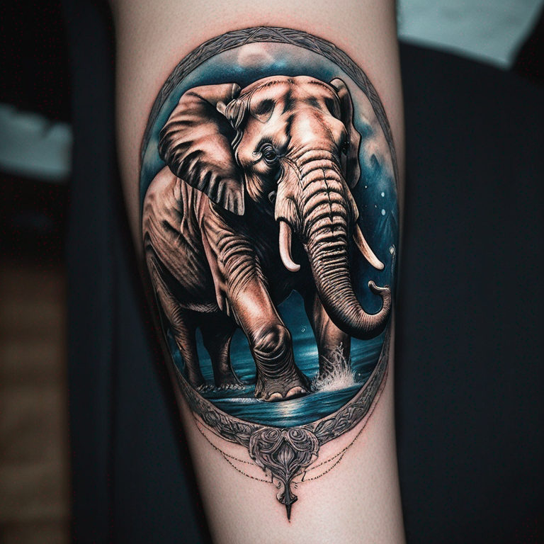 el-centro-del-tatuaje-quiero-que-sea-la-cara-de-un-elefante,-este-que-este-rodeado-de-estilo-nordico-tattoo