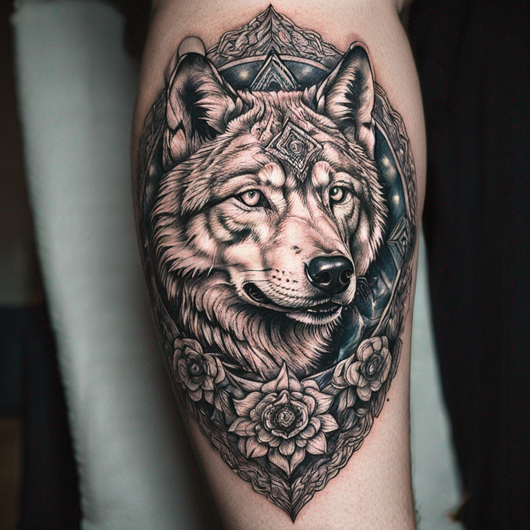 mandala-combined-wolf-tattoo