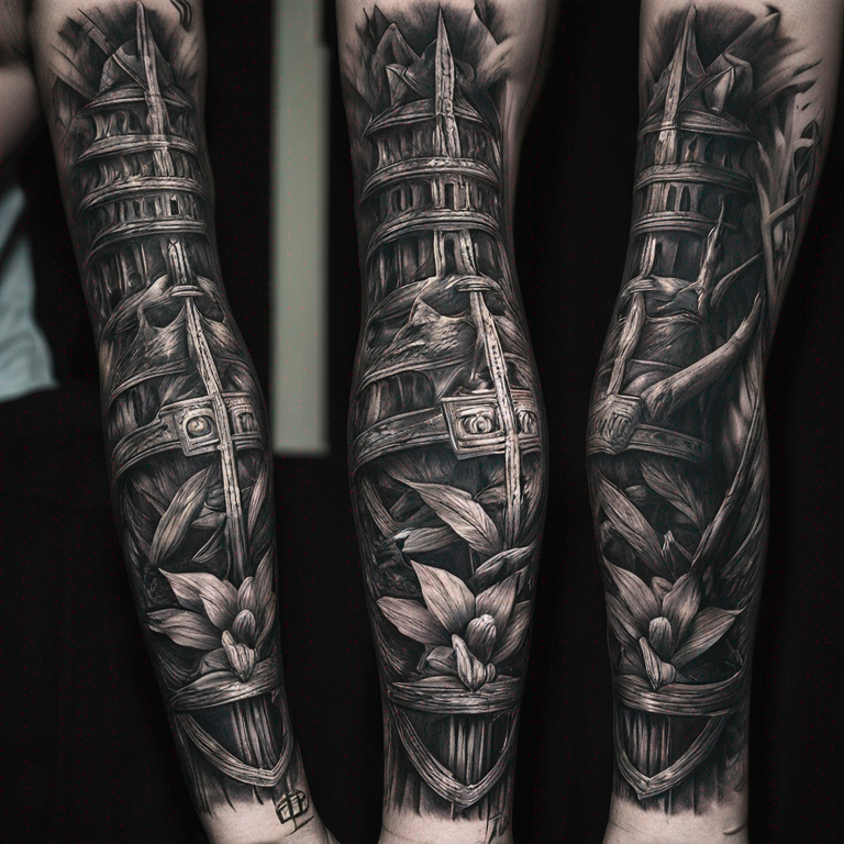 neotribal-con-la-letra-v,-con-puntas-y-en-blanco-y-negro-tattoo