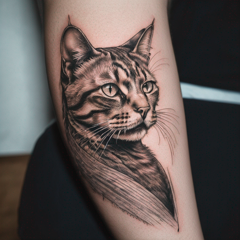 tatuaje-linea-fina-minimalista-gato-de-pelo-largo-de-perfil-tattoo