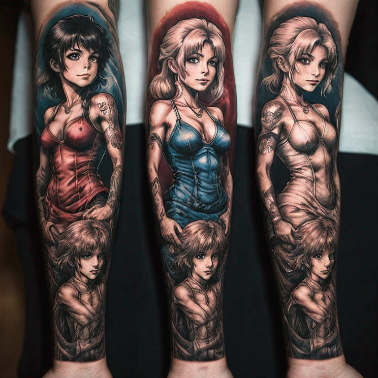 series-anime-de-los-80-brazo-completo-tattoo