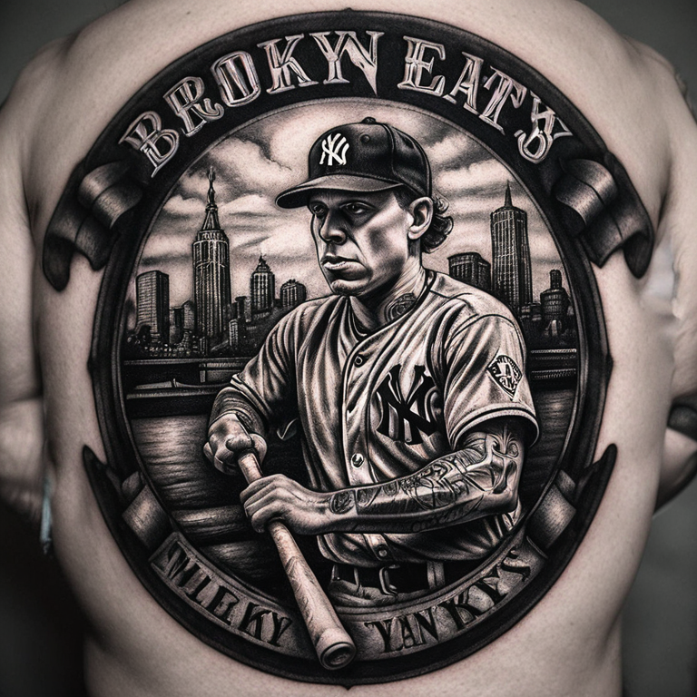 brooklyn-ny-yankeys-large-logo-with-lots-of-shading-all-black-and-white-tattoo