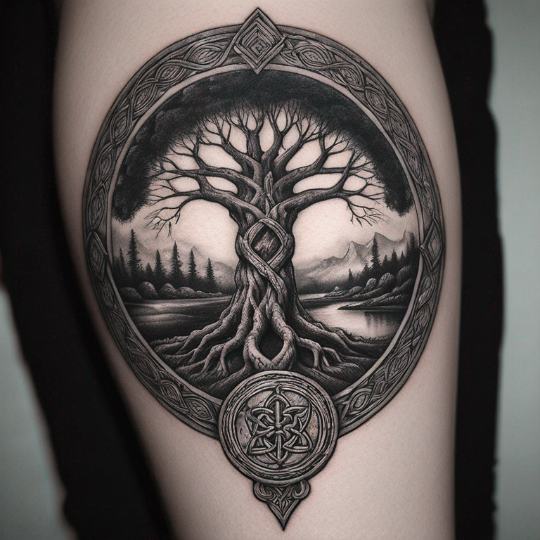 tatouage-yggdrasil-noeud-celtique-algiz-sowilo-monochrome-bras-taille-moyenne-motif-epure-tattoo