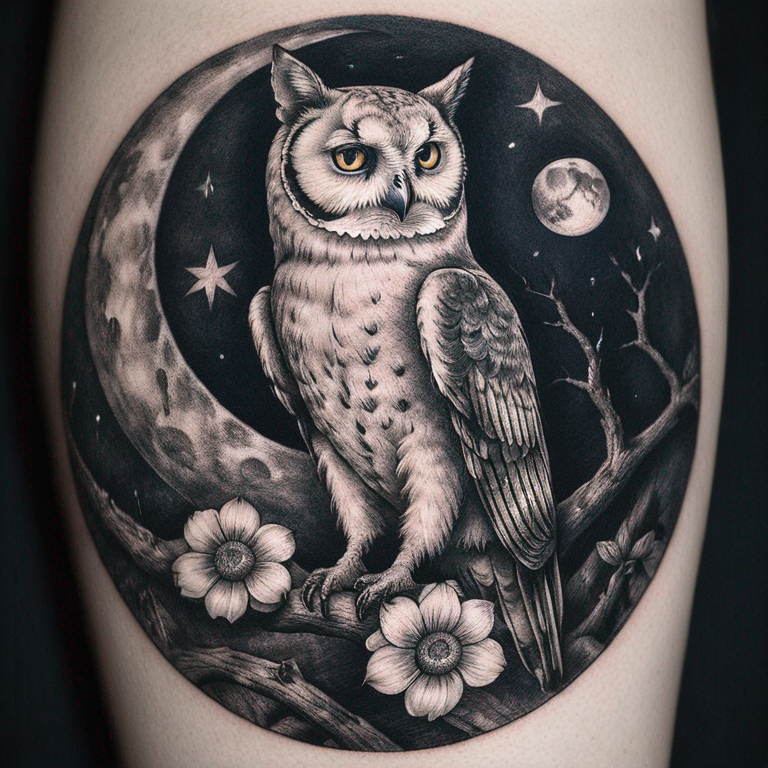 chouette-hulotte-lune-athéna-tattoo