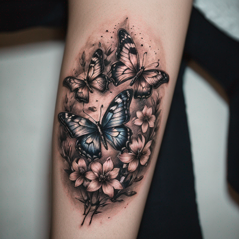 tres-mariposas-pequeñas-con-mini-estrellas-tattoo