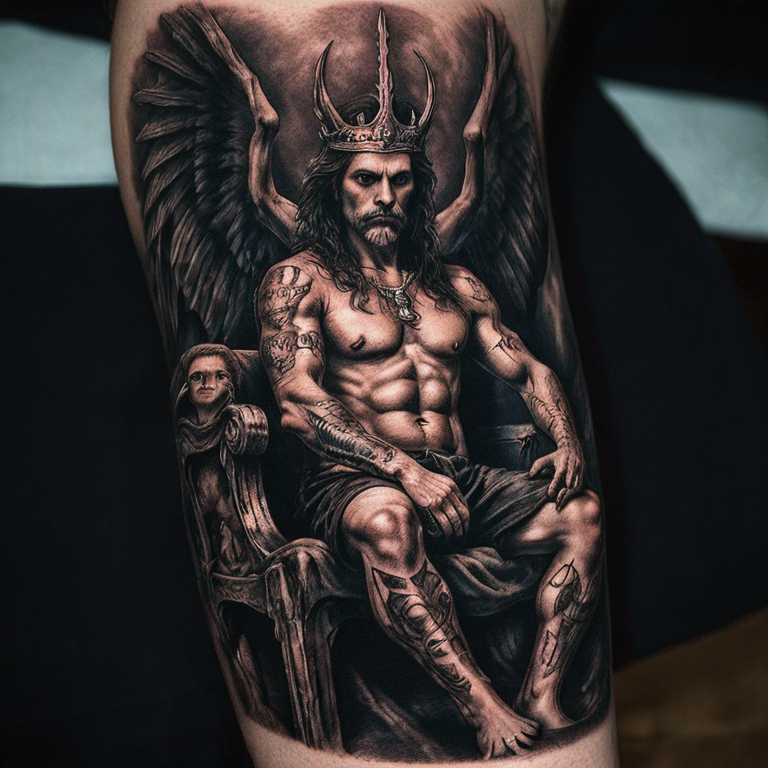 demonio-con-alas-sentado-en-un-trono-tattoo