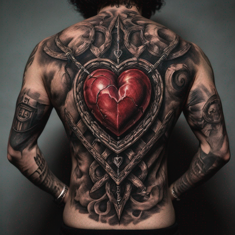 corazón-en-forma-de-cadena-con-partes-rotas-tattoo