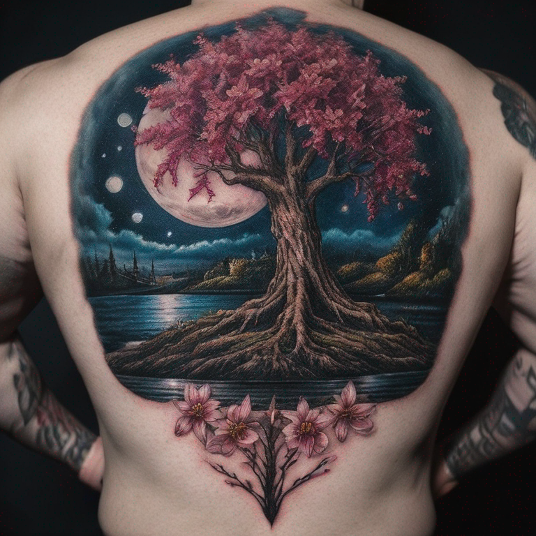 arbre-de-vie-fleur-de-cerisier-lune-tattoo