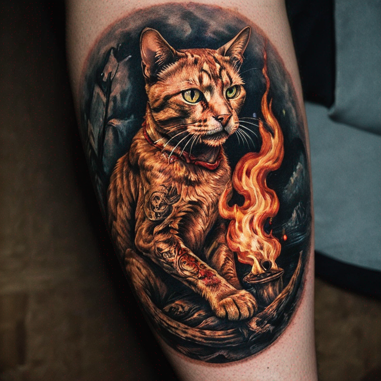 cat-with-fire-tattoo