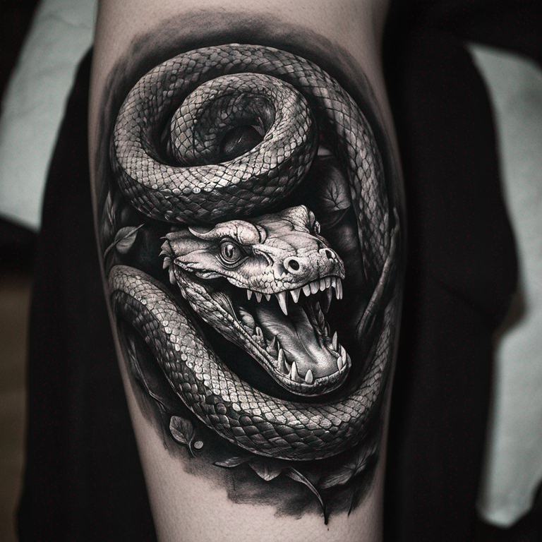 serpiente-emplumada-blanco-y-negro-tattoo