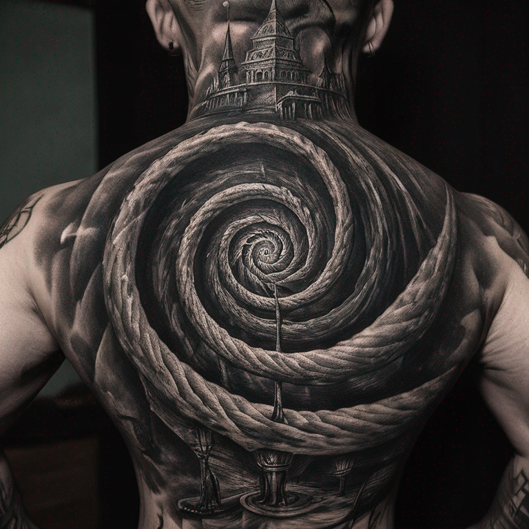une-flèche-allant-vers-le-haut-qui-est-entouré-d'une-spiral-tattoo