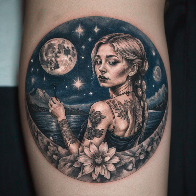 luna in contesto marino-tattoo