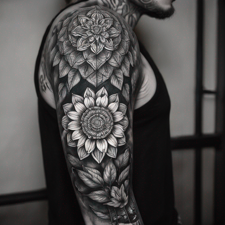 mandala-combined-with-patterns-full-sleeve-tattoo-tattoo