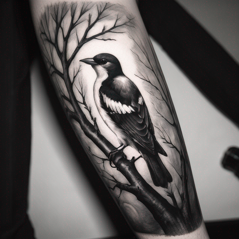 noir-et-blanc,-formes-simples,-camélon-de-profil-sur-une-branche-tattoo