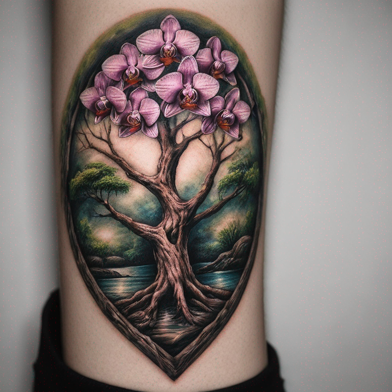 arbre-de-vie-orchidée-cœur-mains-entrelacées-tattoo