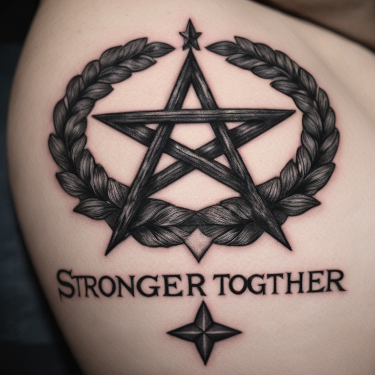 stronger-together-en-italique-et-une-écriture-curcive,-avec-une-couronne-une-étoile-et-le-symbole-alpha-pour-homme-et-femme-discret-tattoo