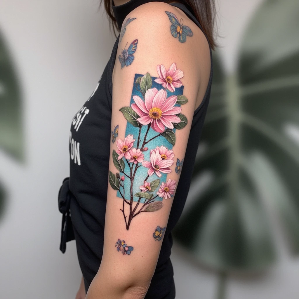 tatuagem adaga com flores old school preto e branco-tattoo