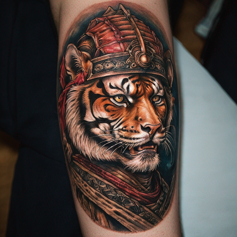 cabeza-de-tigre-con-casco-samurai-tattoo