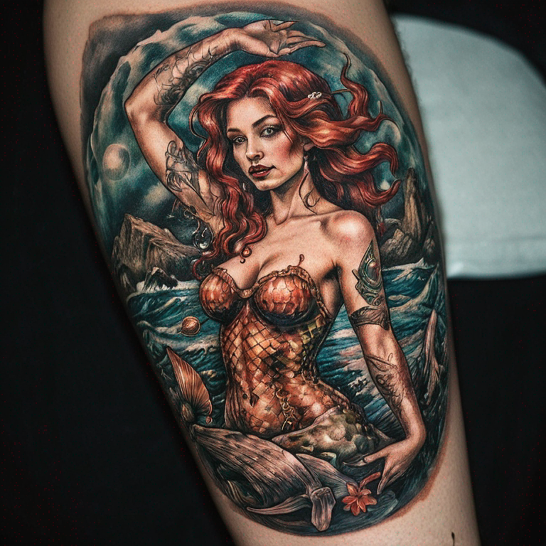 old-school-mermaid-stone-sea-tattoo