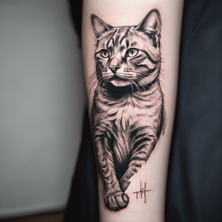 diseño-linea-fina-minimalista-gato-de-pelo-largo-de-perfil-tattoo