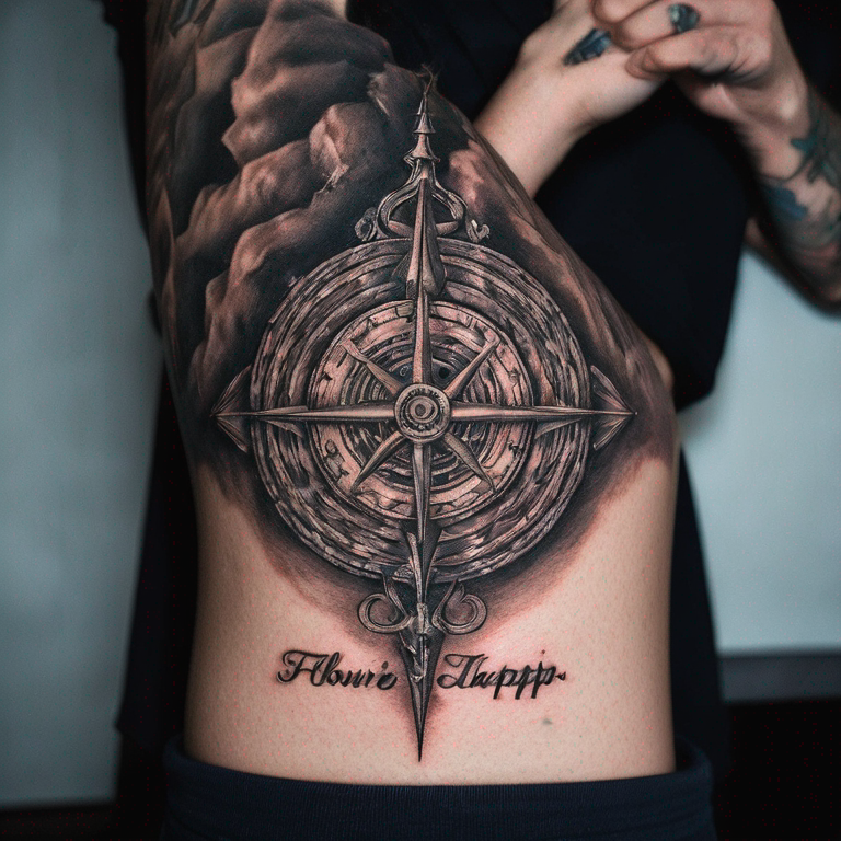 Unir las palabras "flowtrapp" y "technovelda" en un símbolo infinito-tattoo