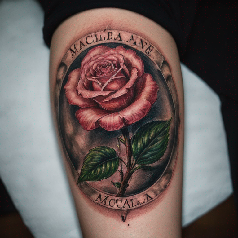 scritta-con-il-nome-micaela-e-a-fianco-una-rosa-con-gambo-tattoo