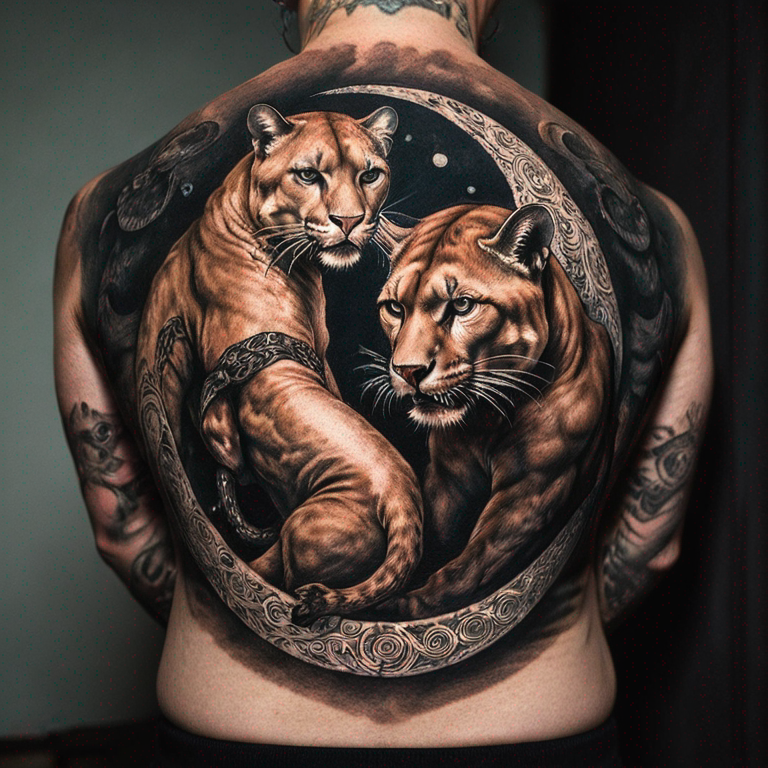 a-panther-and-a-cougar-in-a-ying-yang-styled-tattoo-tattoo